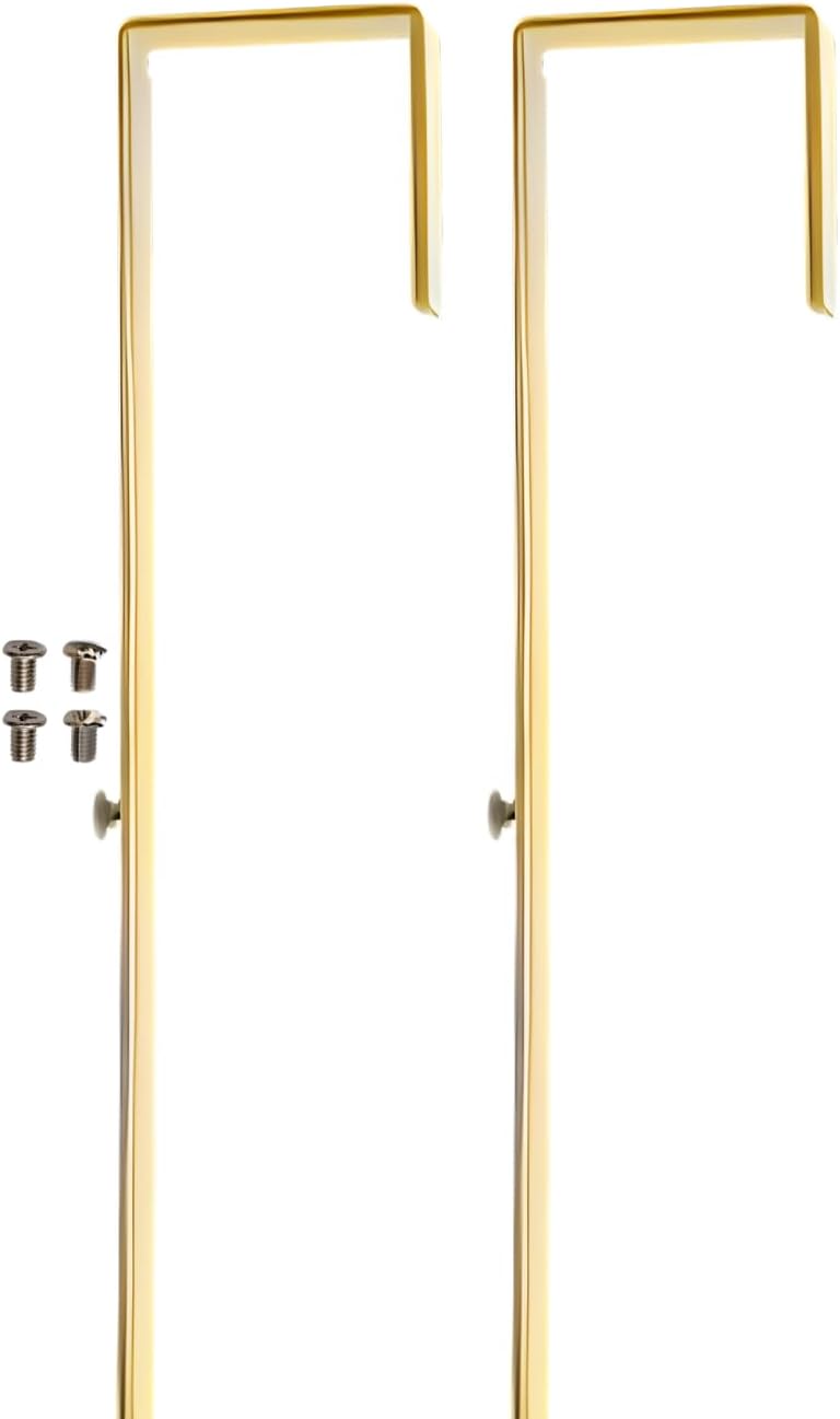 Over-The-Door Mirror Hanger-Adjustable 14.5"Over the Door Mirror Hooks 2 Brackets Set 1.5'' Door Depth (Gold)
