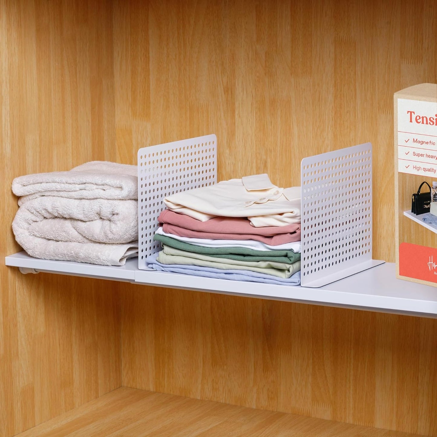 Magnetic Metal Shelf Divider Set (2 Pack) Soft Magnet Shelves Dividers Version 2 for Closet (ONLY for Metal Shelves)