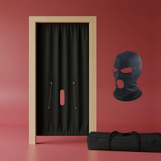 Portable Glory Hole Kit with Mask & Bag-Glory Hole to Go Door-Mount Booth Curtain with Dual Hand Slits-Glory Hands-ON