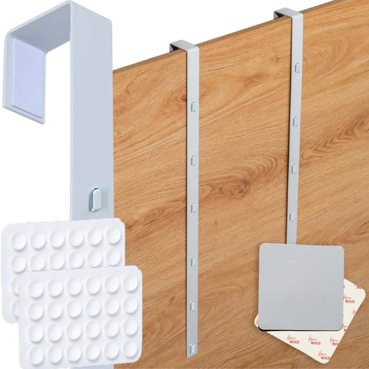 Extra Large 20" Over-The-Door Mirror Hanger Set (Extra Wide)-Door Brackets Hanger Hooks Set 2 XL (White)