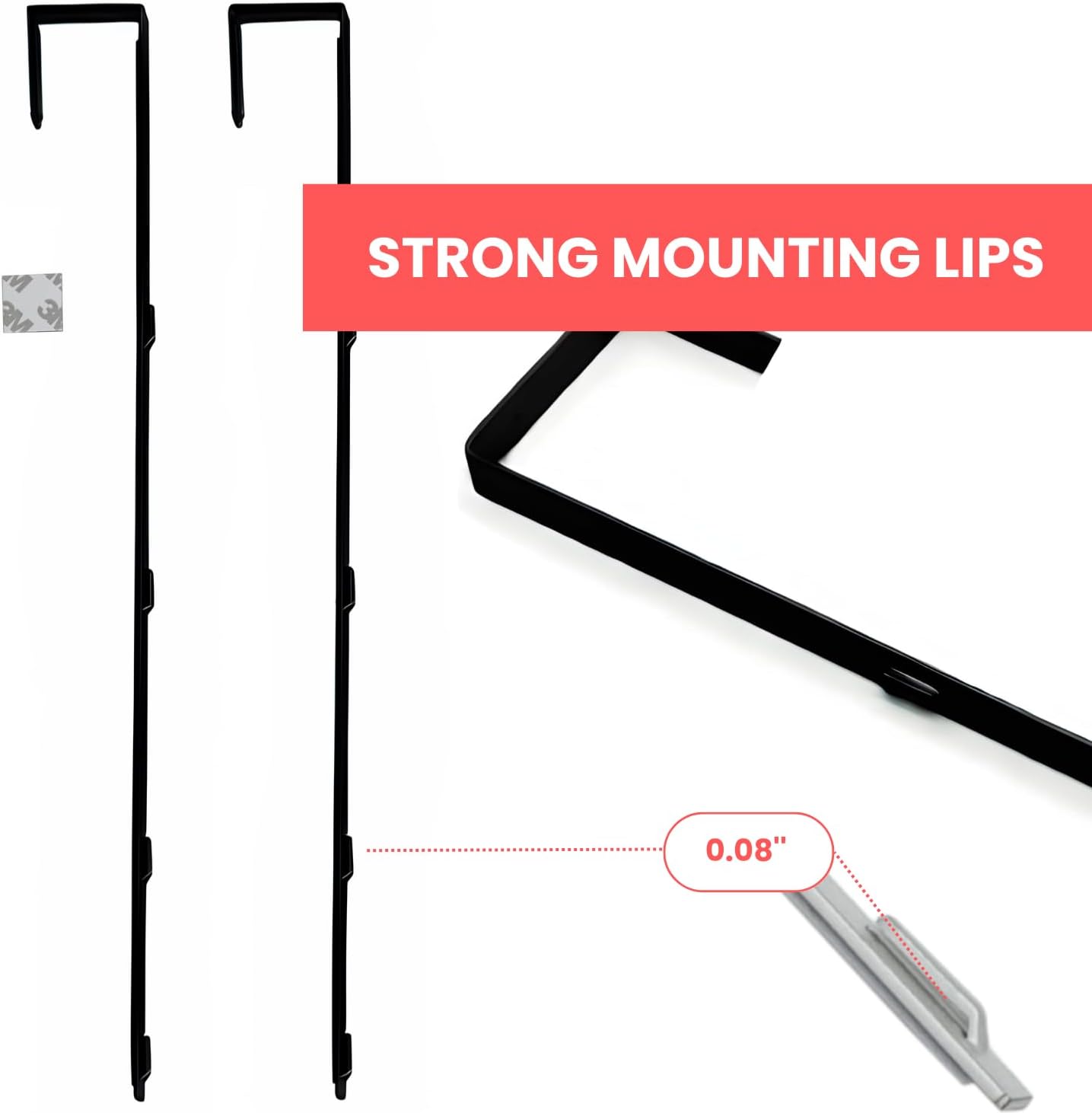 14.5'' Over-The-Door Mirror Hanger Set with Mounting Lips (Black)