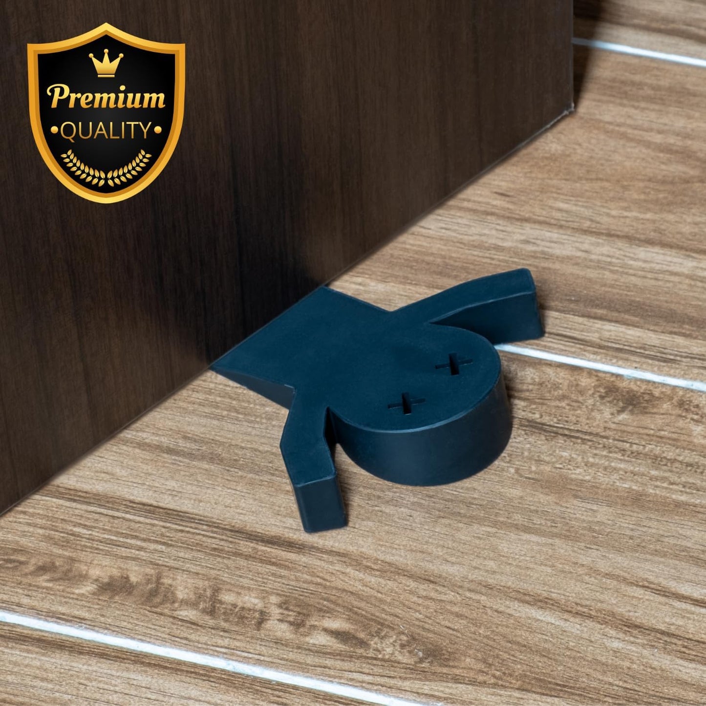4-Pack Decorative Door Stoppers for Bottom of Door-1" H Door Stopper Wedge Black 'Flat Mates'
