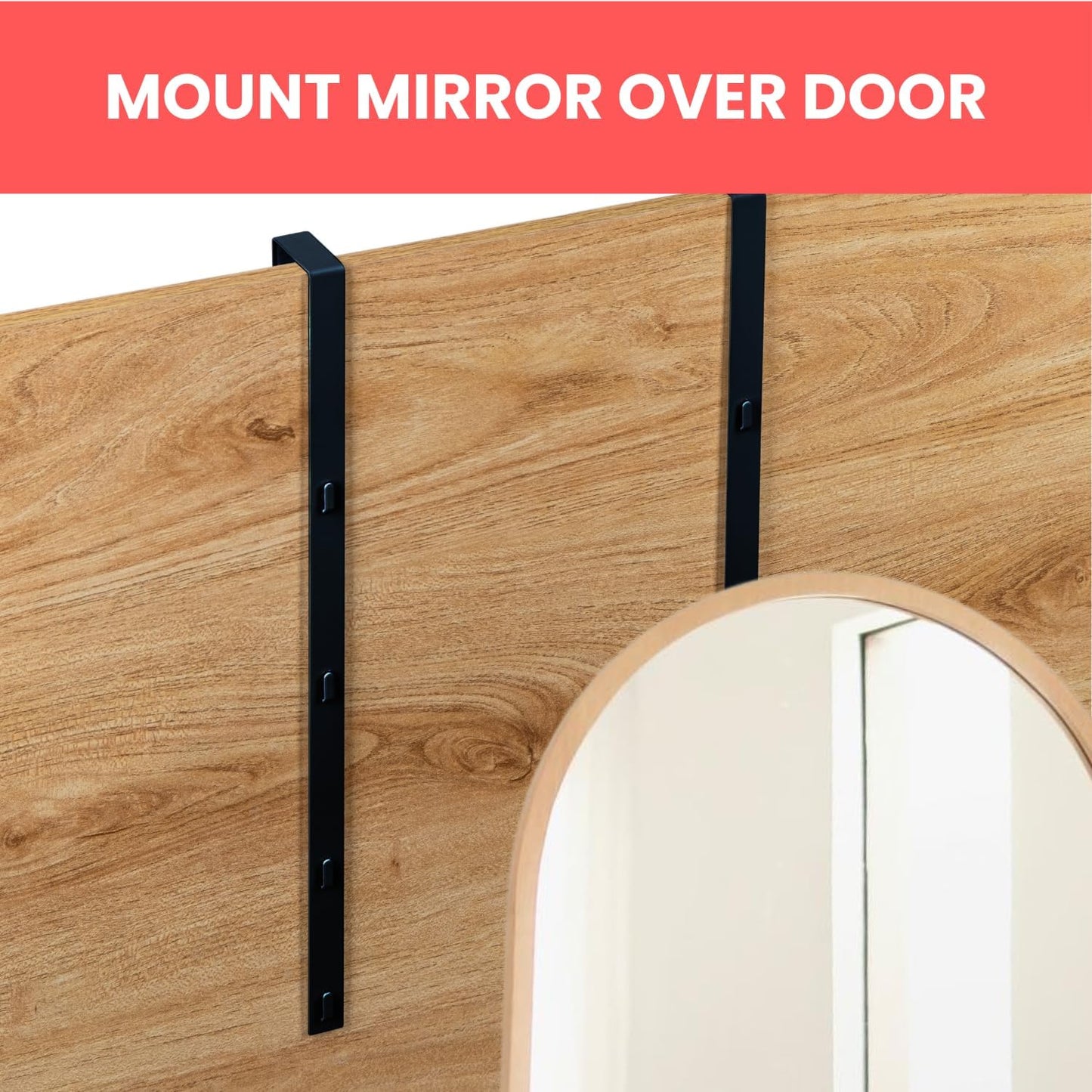 14.5'' Over-The-Door Mirror Hanger Set with Mounting Lips (Black)