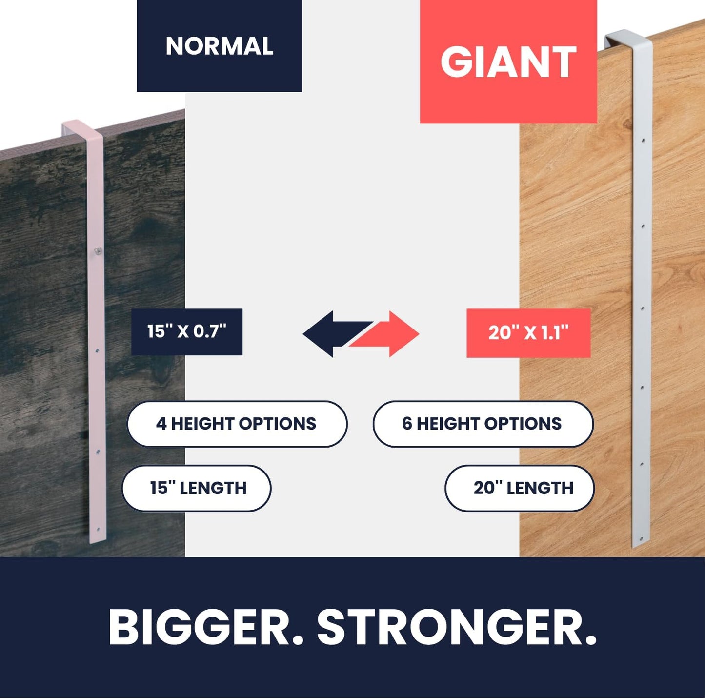 Gold Giant XL 20" Set of 2 Mirror Brackets Patent Pending Over-The-Door Mirror Hooks Hanger