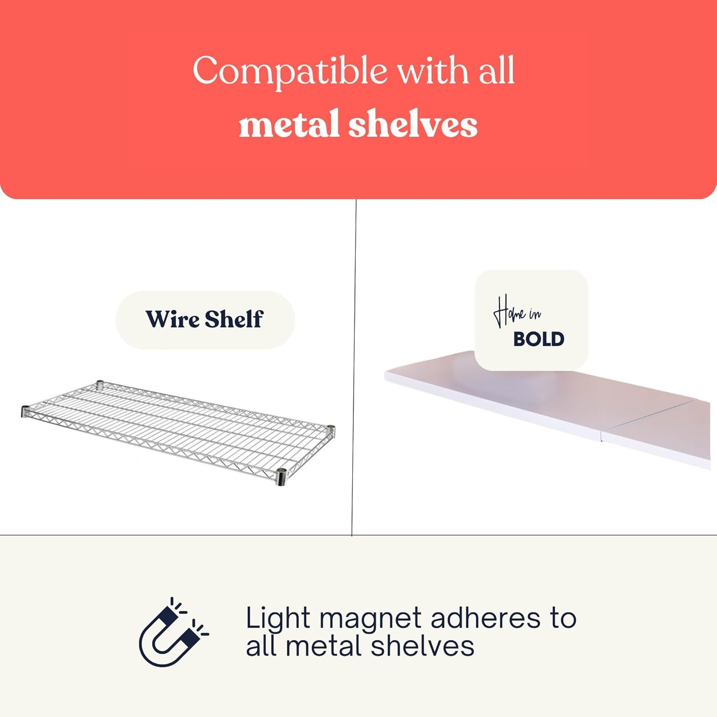 Magnetic Metal Shelf Divider Set (2 Pack) Soft Magnet Shelves Dividers Version 2 for Closet (ONLY for Metal Shelves)