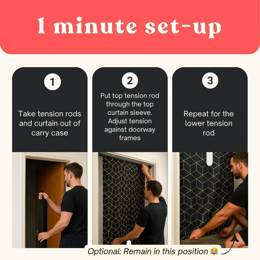 GLORY ROYALE - Portable Glory Hole Wall Kit Luxury Design & Carry CASE - Adjustable Tension Rod Mount for Doorways Home in Bold