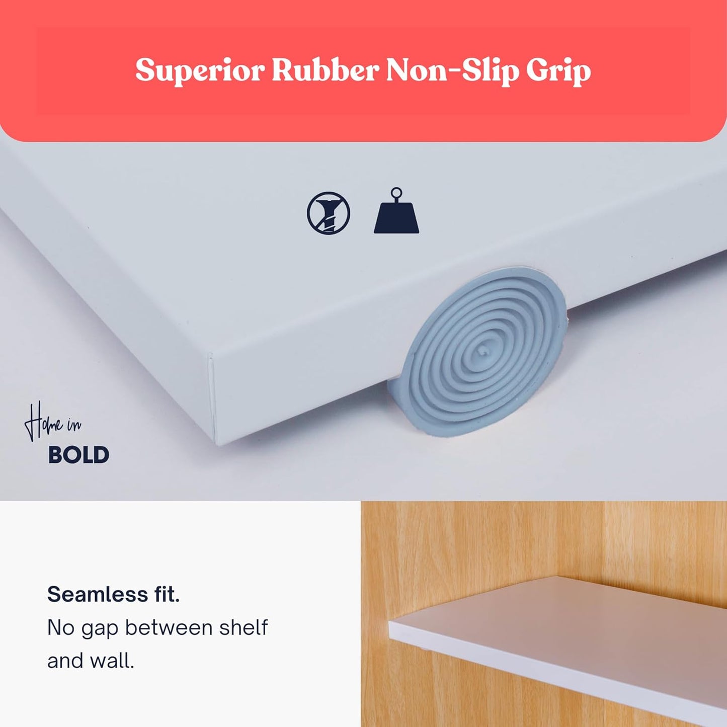 17”-26.5" Expandable Closet Tension Shelf Storage Rack - No Drill Cabinet Tension Rod Shelf for Closet No-Slip