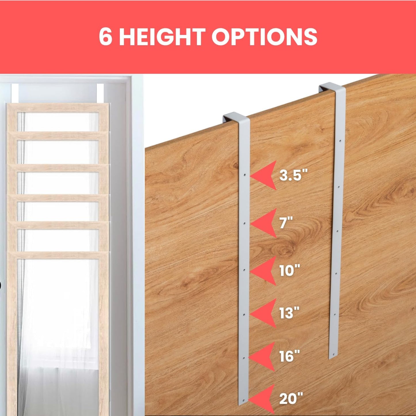 20'' Over-The-Door Mirror Hanger Set (White)