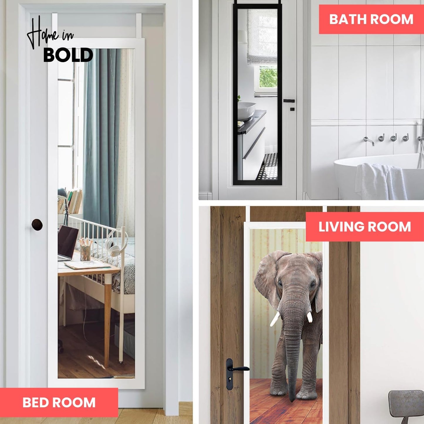 14.5'' Over-The-Door Mirror Hanger Set with Mounting Lips (Black)