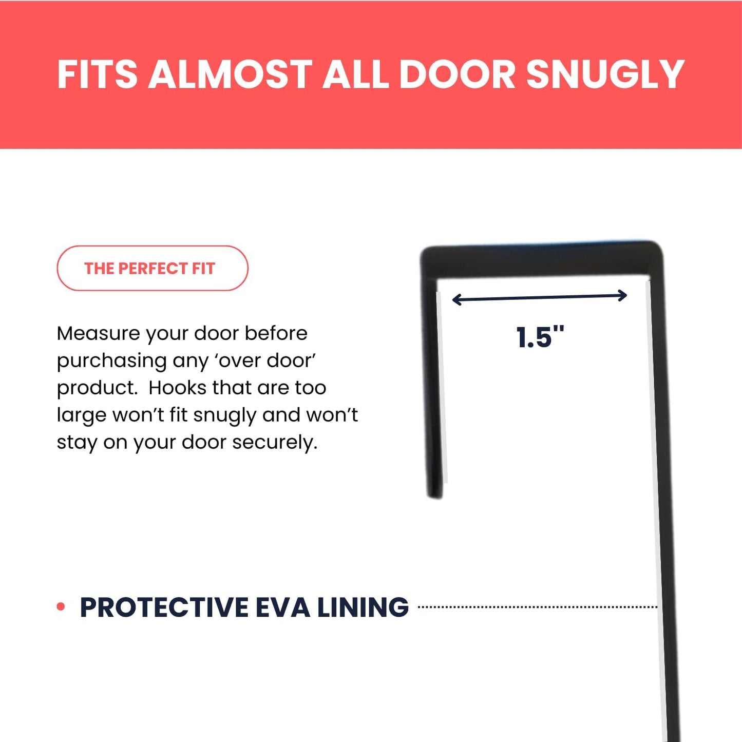 Over-The-Door Mirror Hanger | Adjustable 14.5-inch 2 Mirror Brackets Set 1.5'' Door Depth (Black)