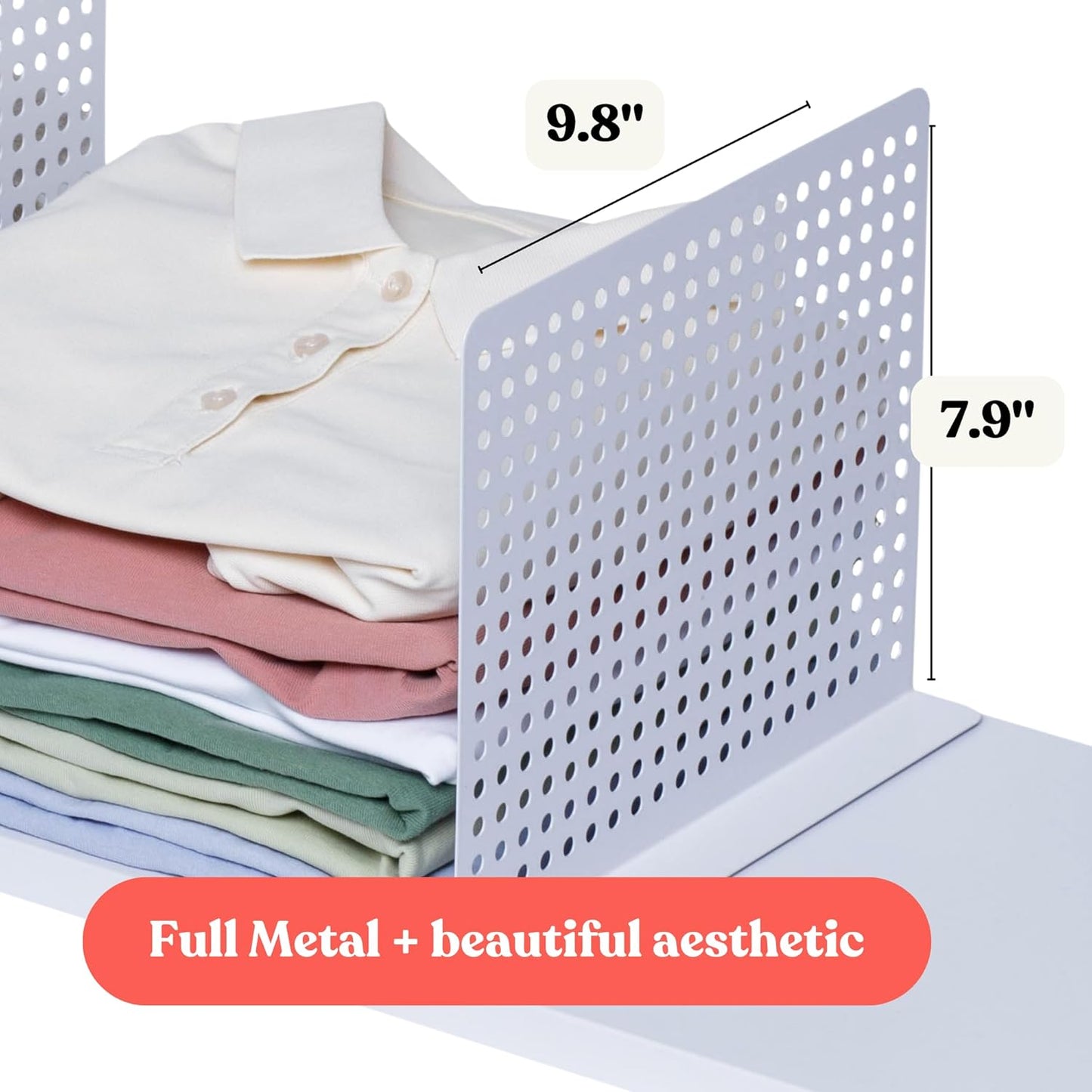 Magnetic Metal Shelf Divider Set (2 Pack) Soft Magnet Shelves Dividers Version 2 for Closet (ONLY for Metal Shelves)