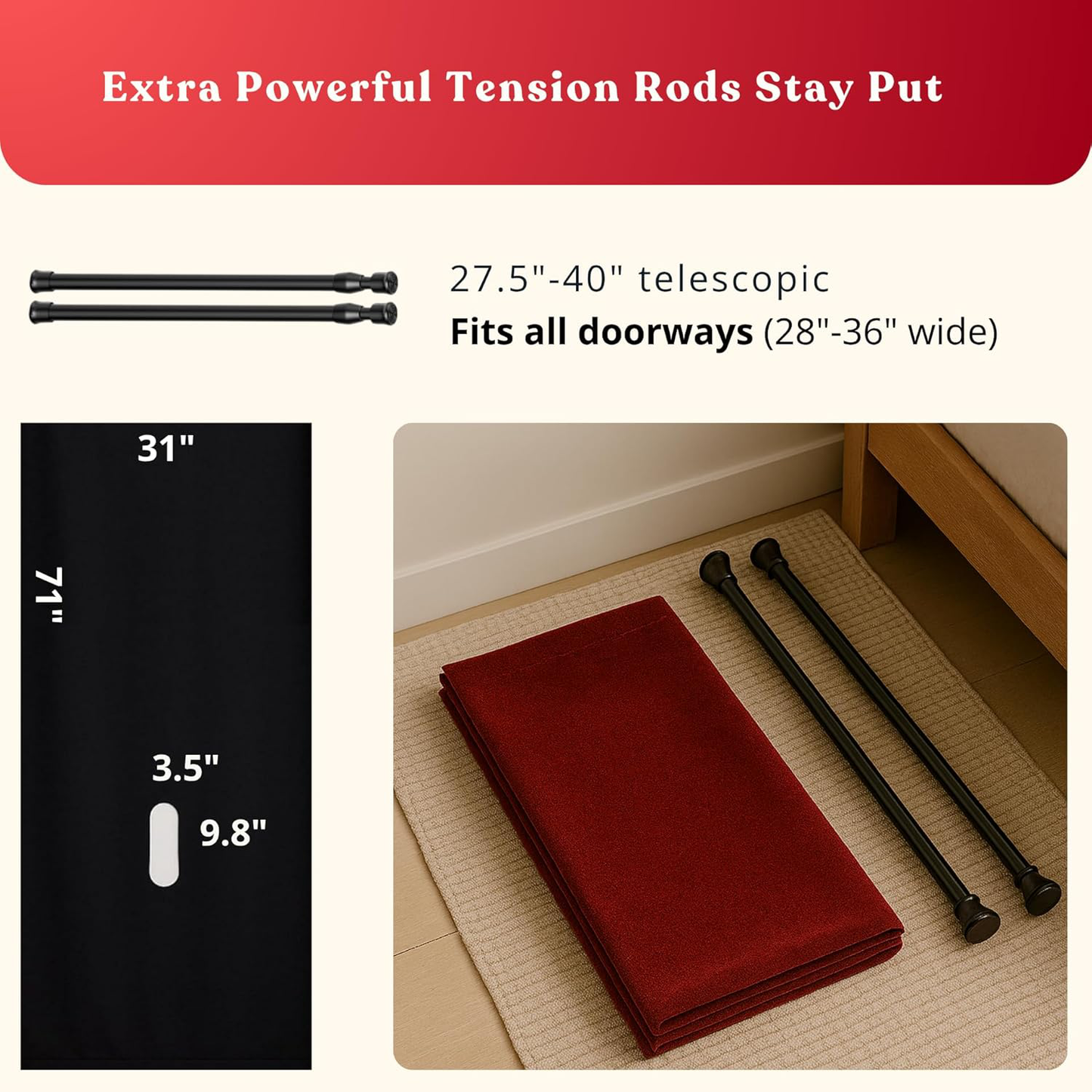 Portable Glory Hole Wall Red Velvet-Gloryhole Kit Doorway-Portable Glory Hole Curtain (Red)