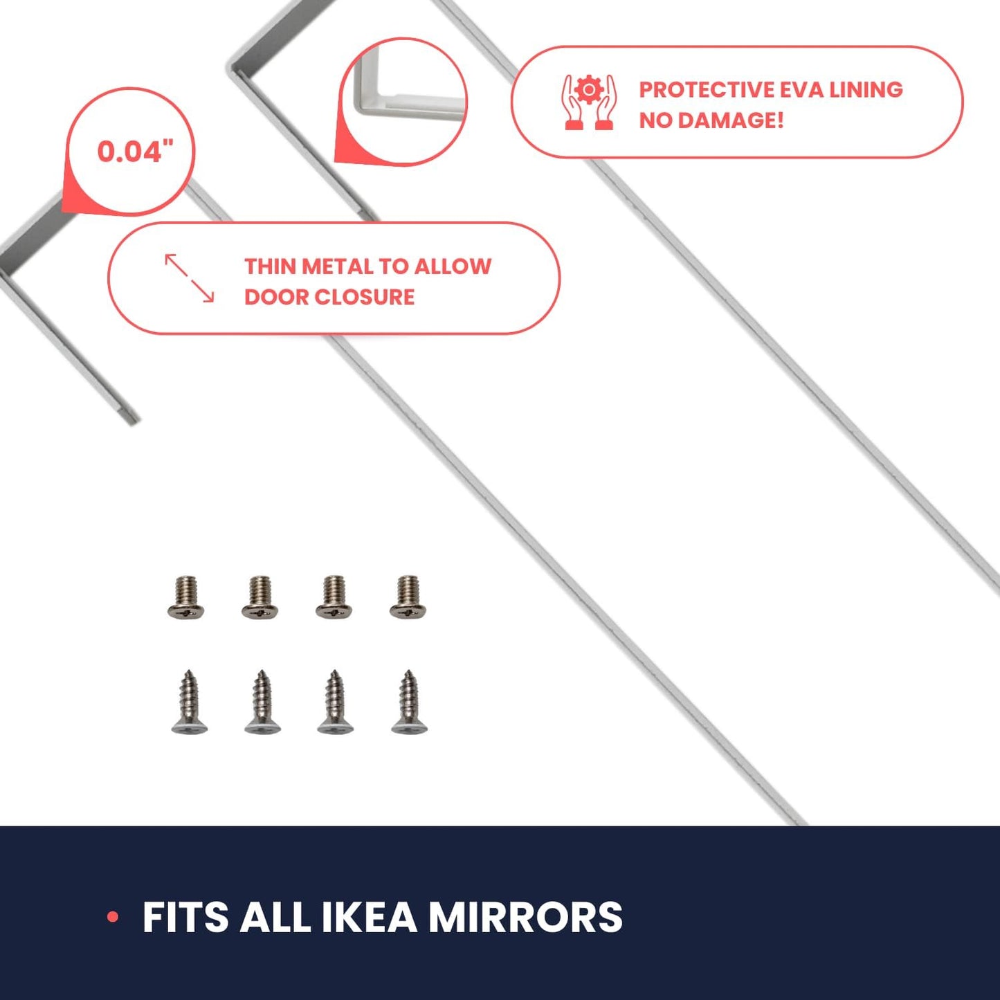 20'' Over-The-Door Mirror Hanger Set (White)