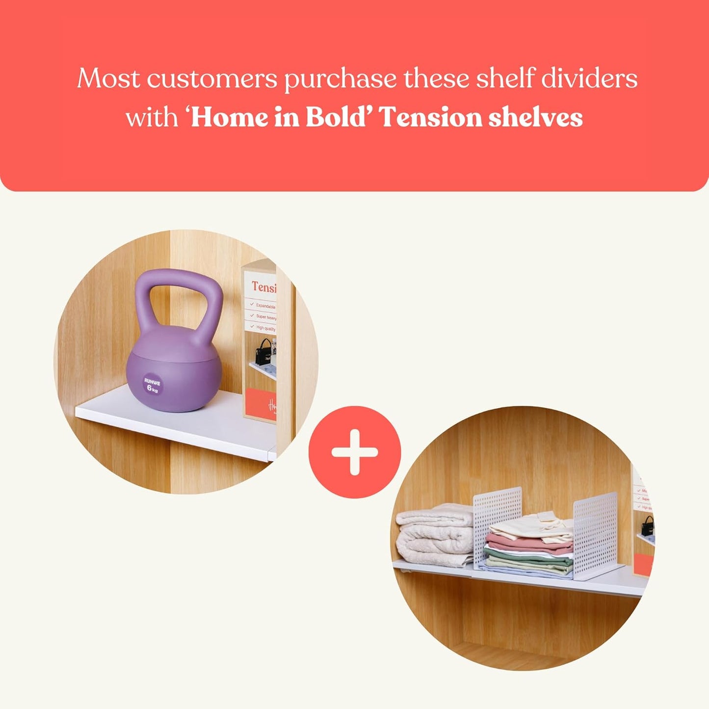 Magnetic Metal Shelf Divider Set (2 Pack) Soft Magnet Shelves Dividers Version 2 for Closet (ONLY for Metal Shelves)