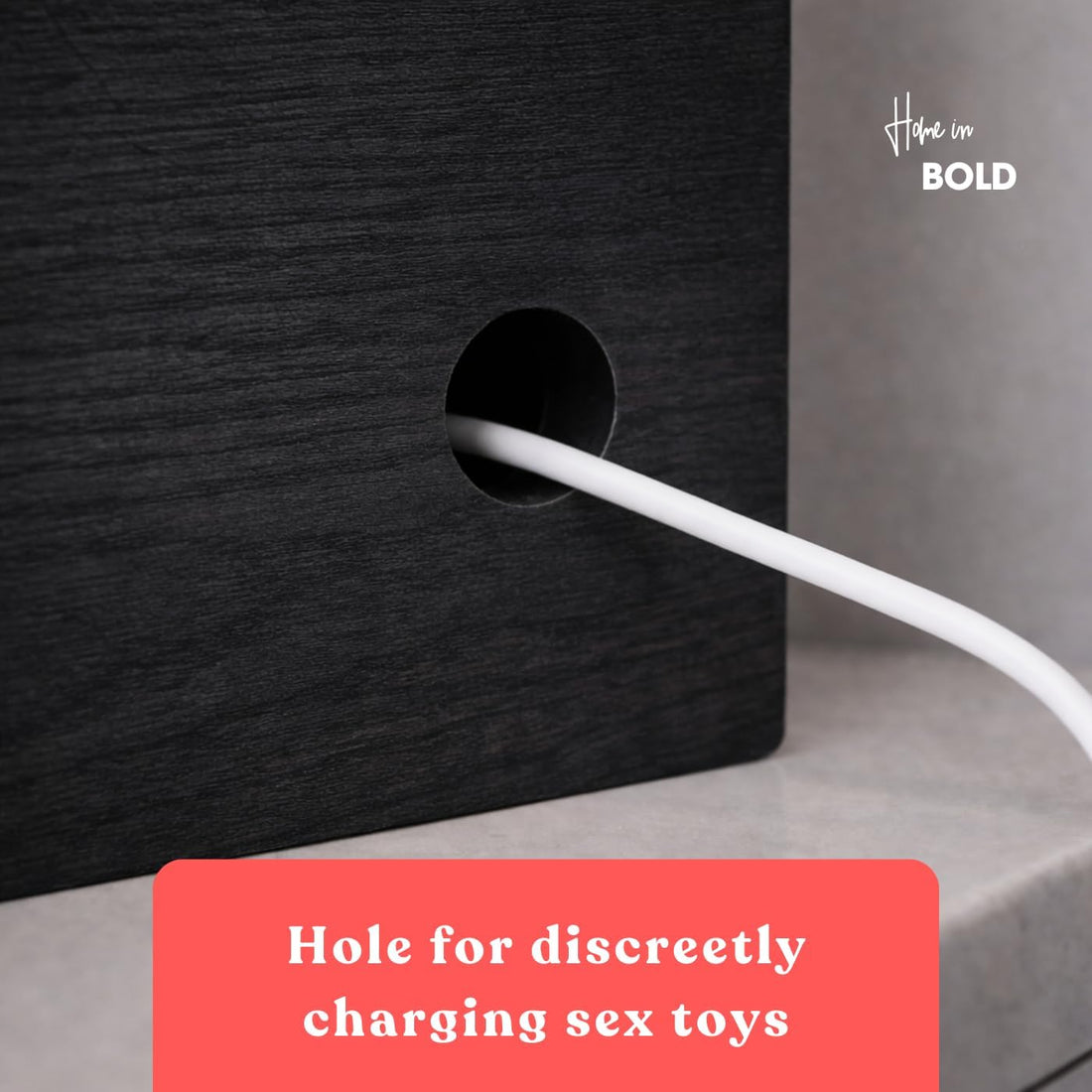 SEX TOYS BOX - Lockable Sex Storage Box with Code Lock (18.5 x 9.53 x 7.2 in) - Premium Wooden Sex Toy Lock Box (Black) MyHomeinBold