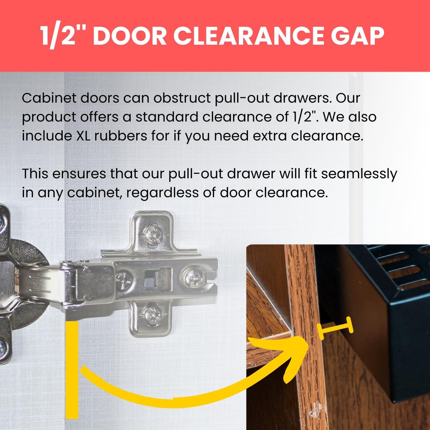 Tension Mount No Drill Pull Out Drawers for Kitchen Cabinet - No Screw 12''- 22'' Extendable Cabinet Slide Drawer
