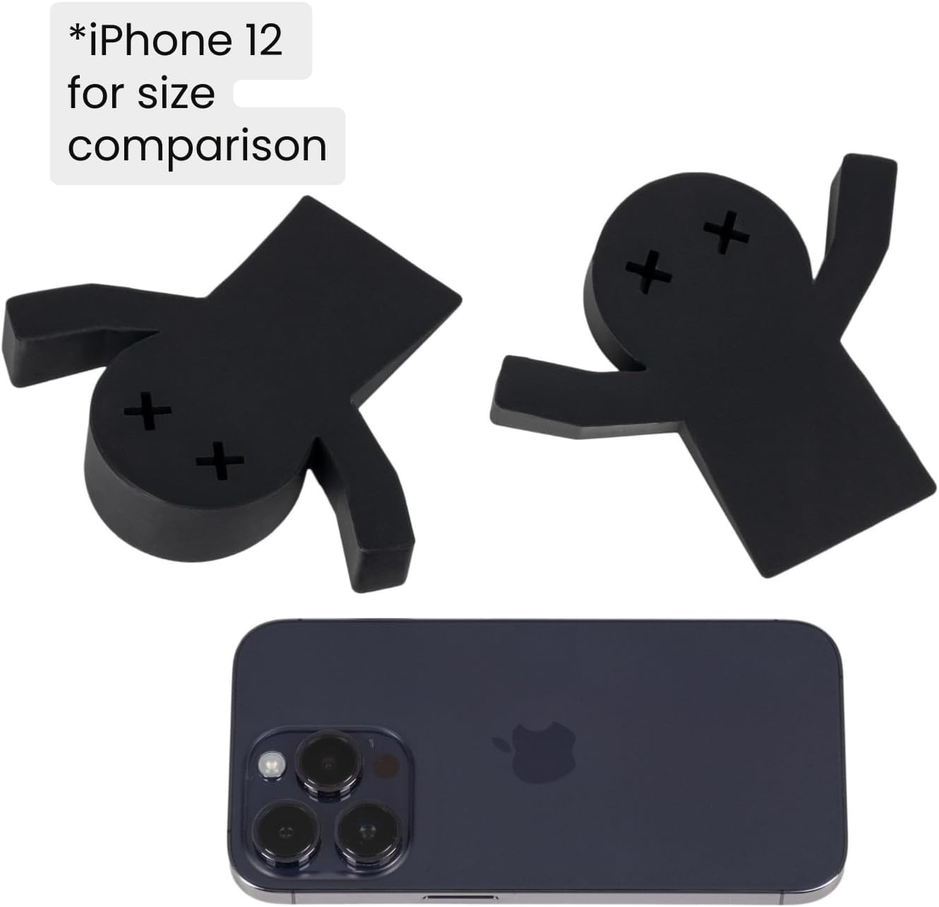 2-Pack Decorative Door Stoppers for Bottom of Door-Black Hard Rubber 'Flat Mates'