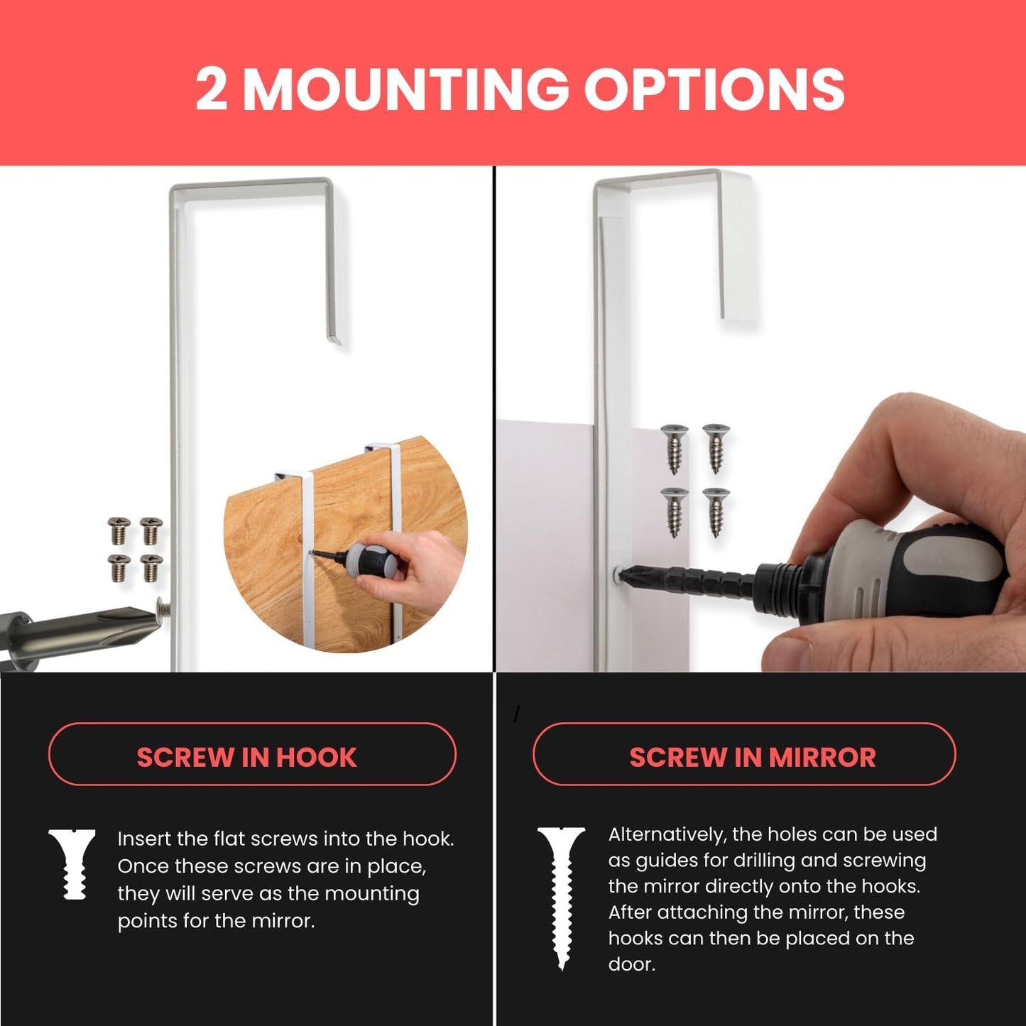 20'' Over-The-Door Mirror Hanger Set (Gold)