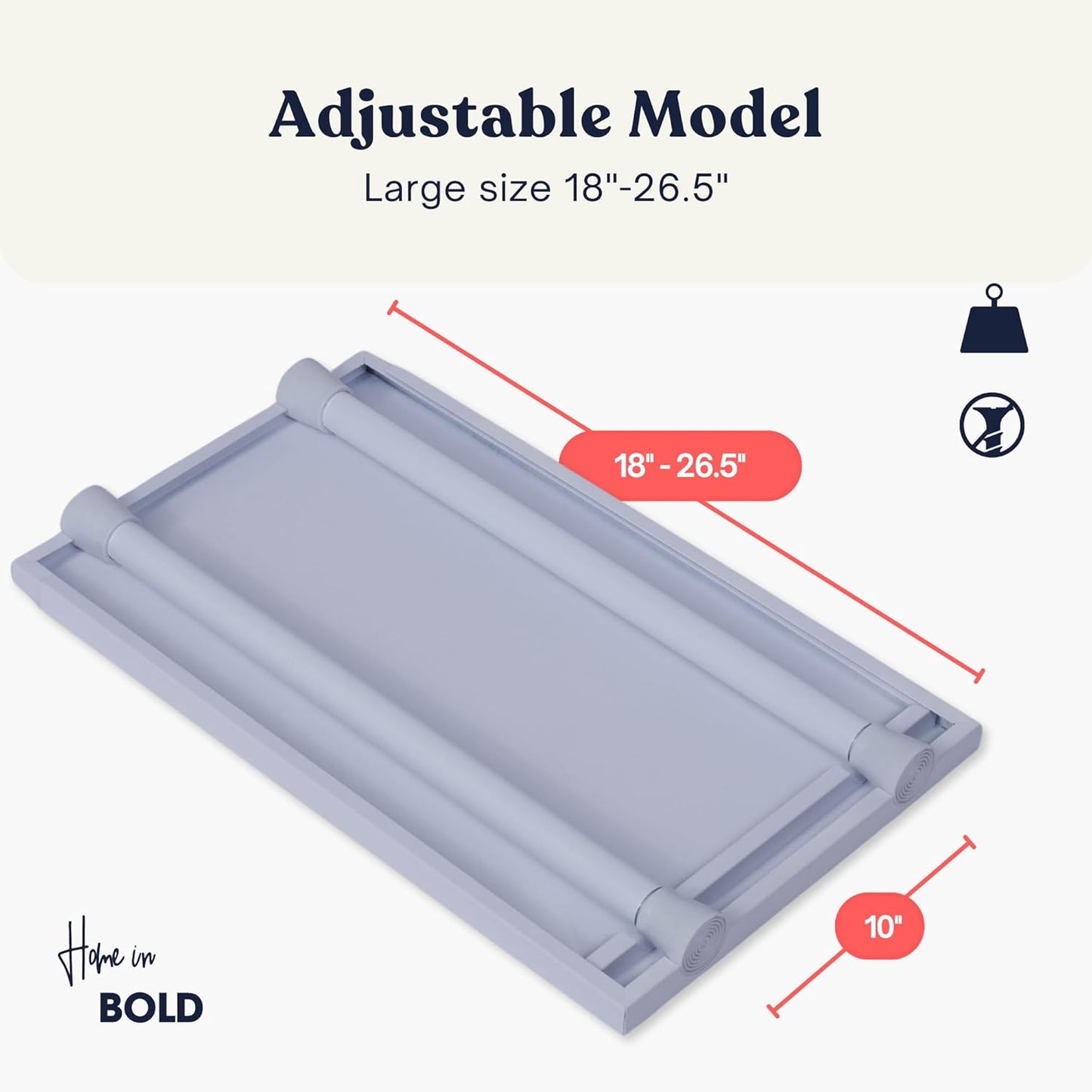 17”-26.5" Expandable Closet Tension Shelf Storage Rack - No Drill Cabinet Tension Rod Shelf for Closet No-Slip