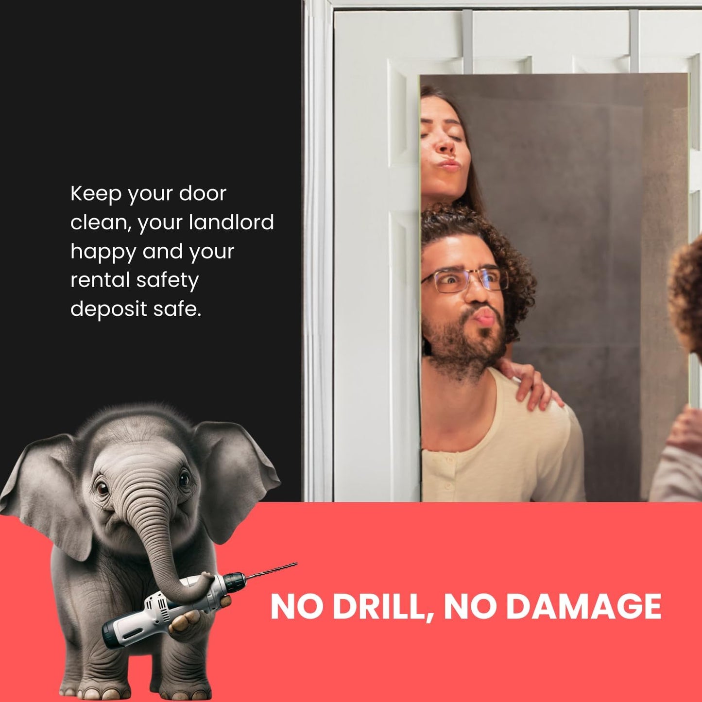 Over-The-Door Mirror Hanger-Adjustable 14.5"Over the Door Mirror Hooks 2 Brackets Set 1.5'' Door Depth (Gold)