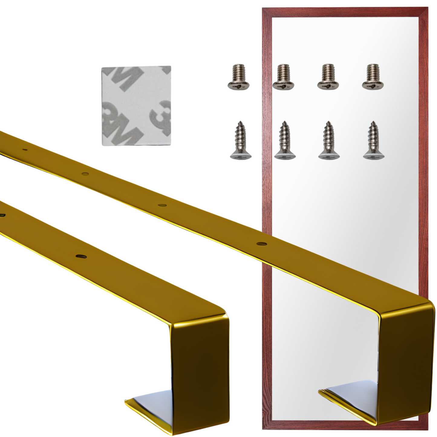 Gold Giant XL 20" Set of 2 Mirror Brackets Patent Pending Over-The-Door Mirror Hooks Hanger
