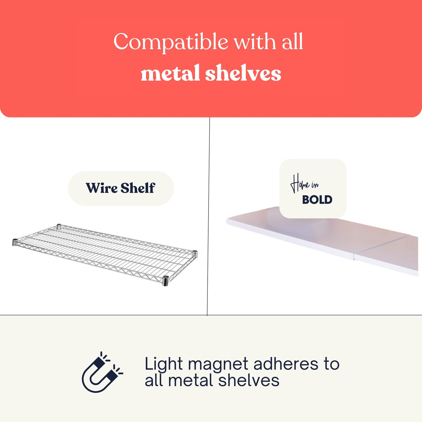 Magnetic Metal Shelf Divider Set (2 Pack) Soft Magnet Shelves Dividers for Closet (ONLY for Metal Shelves)