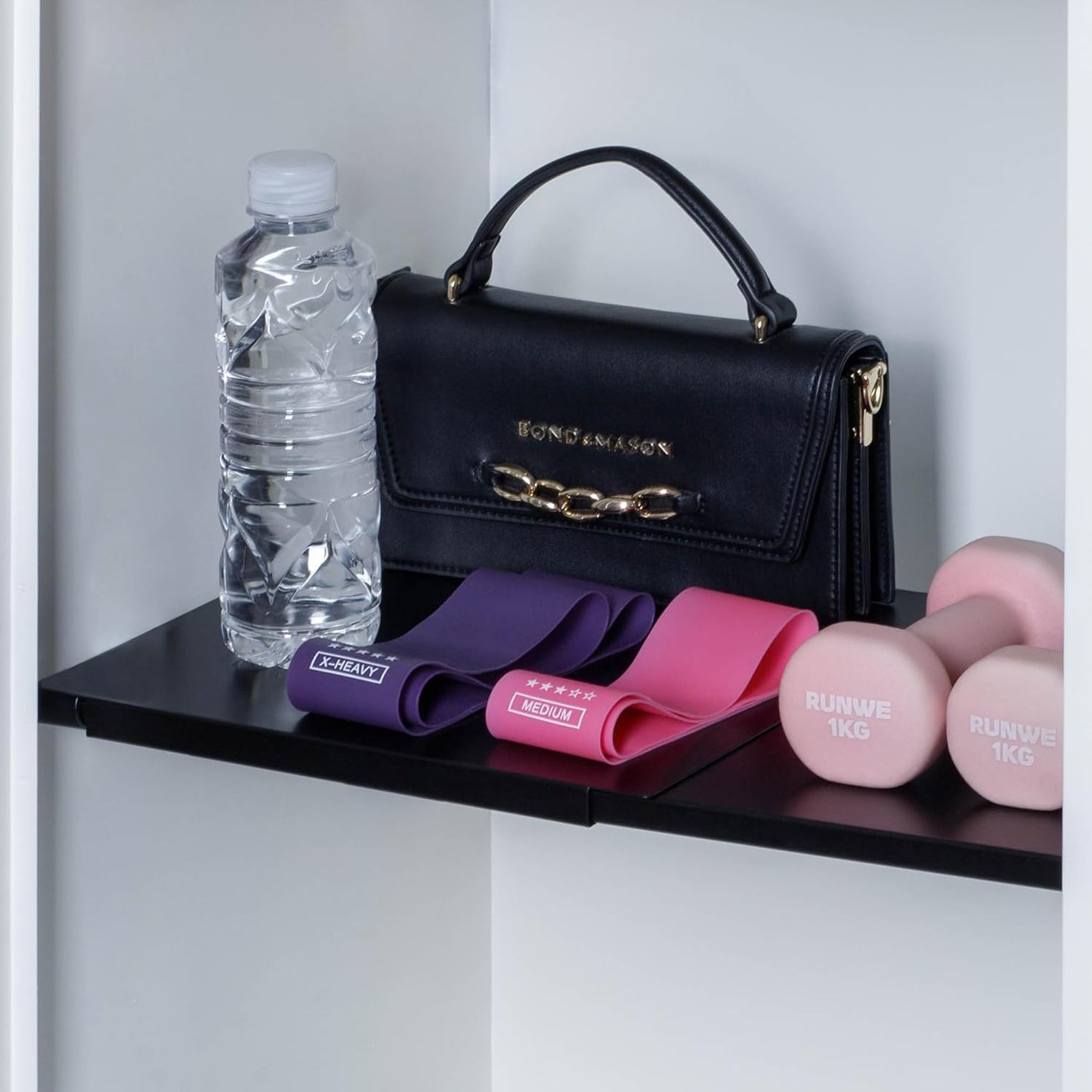 10''-16.5'' Adjustable Locker Organizer - METAL, Heavy Duty Expandable Tension Shelf Black