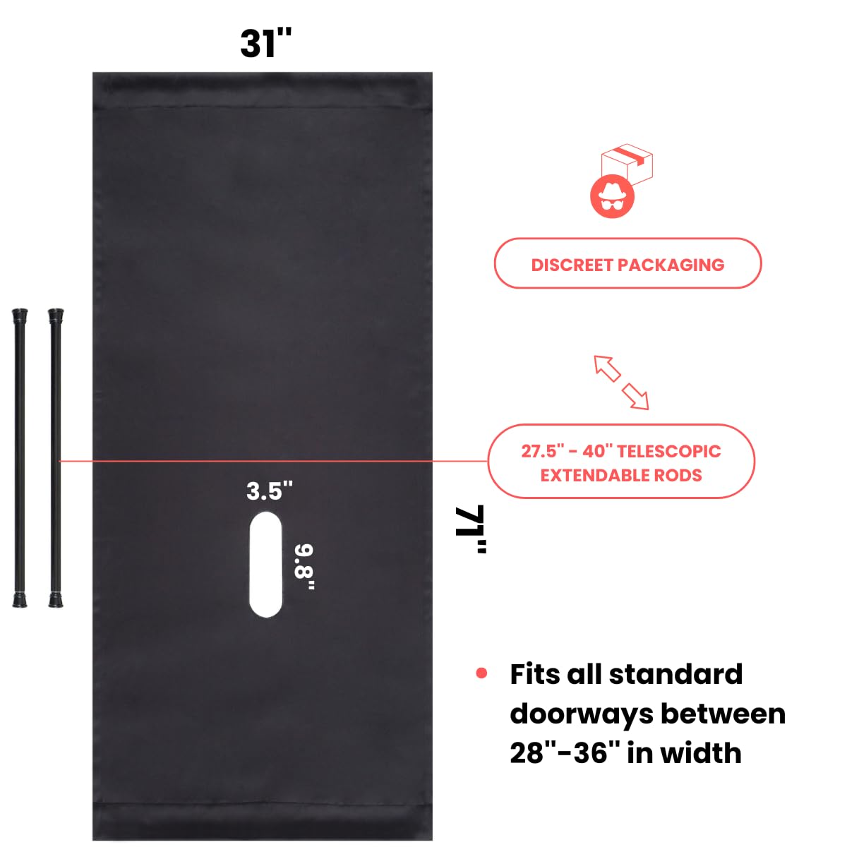 Portable Glory Hole Wall Kit Luxury Curtain Design & Carry CASE-Adjustable Tension Rod Mount for Doorways-Easy Setup in 1 Minute