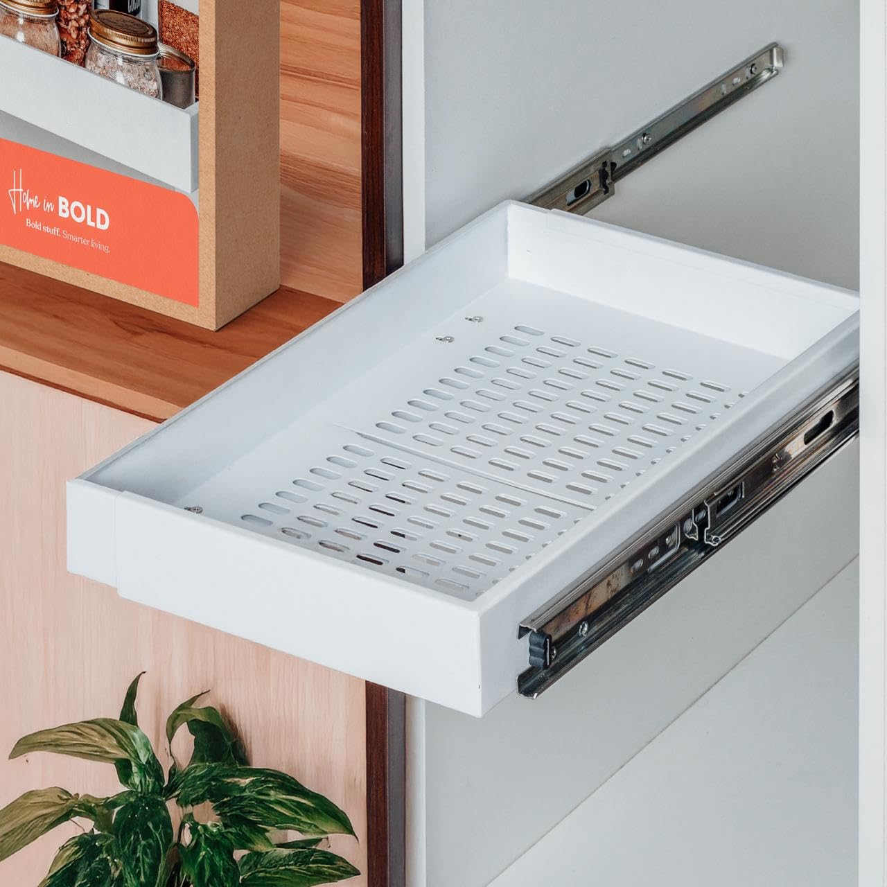 Pull Out Cabinet Organizers 17" Deep, 12"-17.5" Expandable Roll Out Slide Pantry Shelves, Adjustable Width