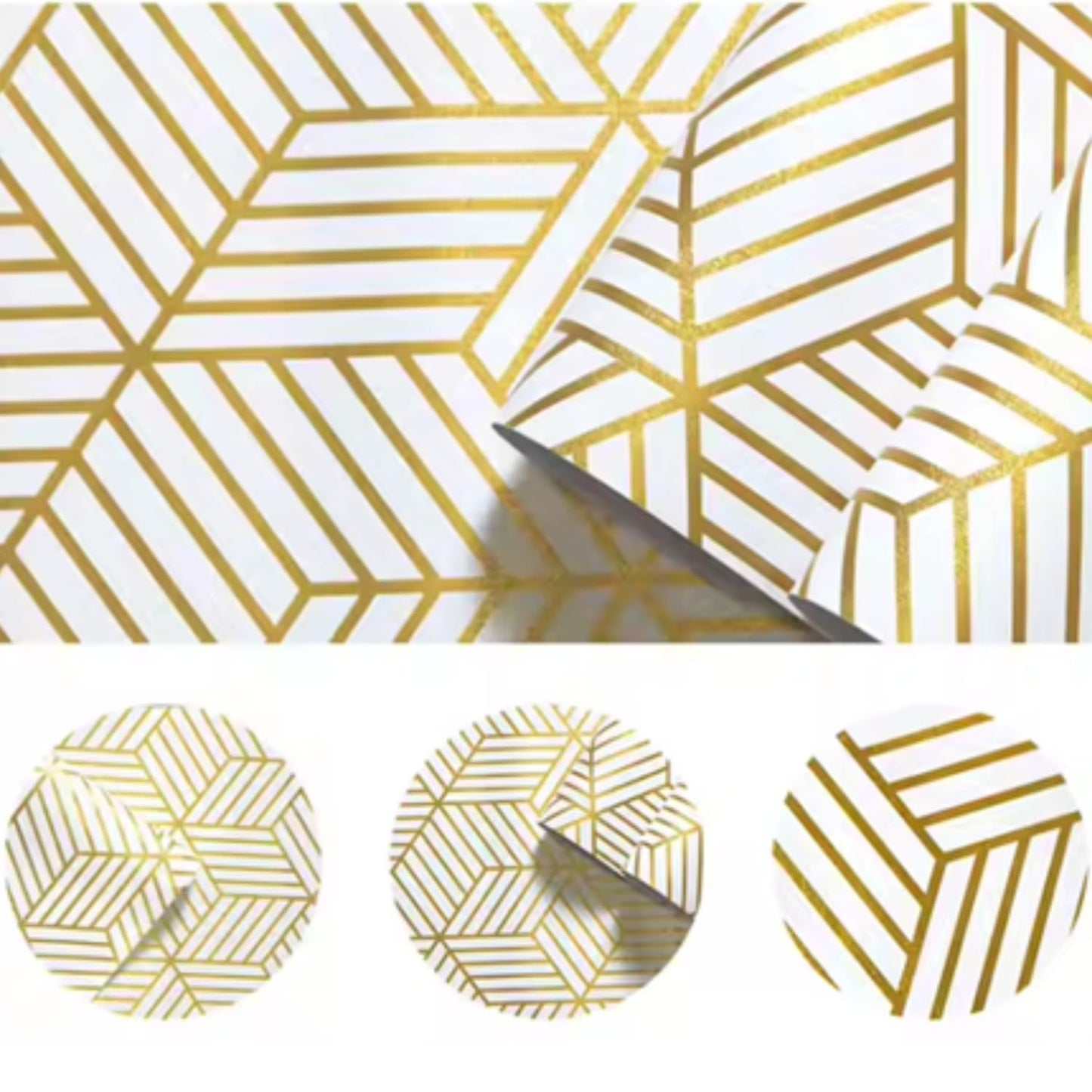 Gold & White Geometric Peel & Stick Wallpaper for Fabric Panels - Office Cubicle Wall Decor