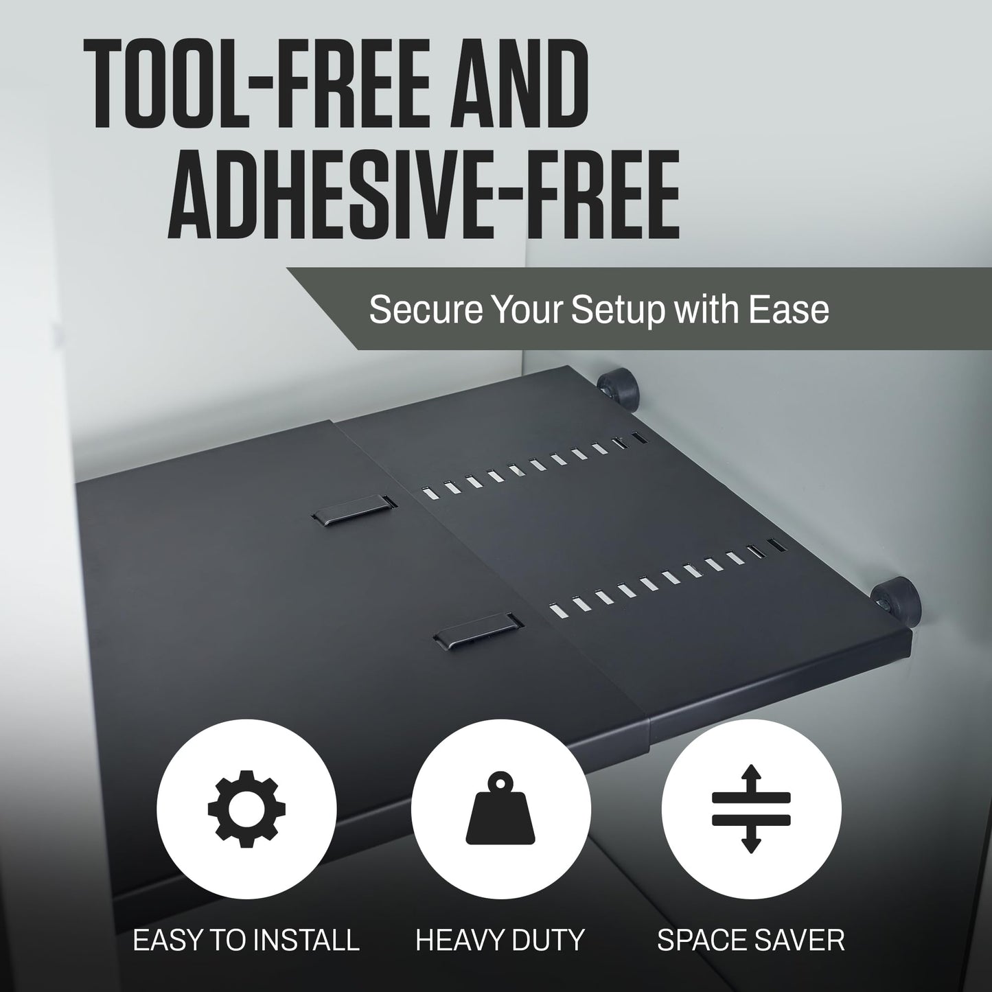 Metal Adjustable Locker Shelf-Heavy Duty Powder-Coated Steel Locker Organizer for School & Gym (Matte Black)