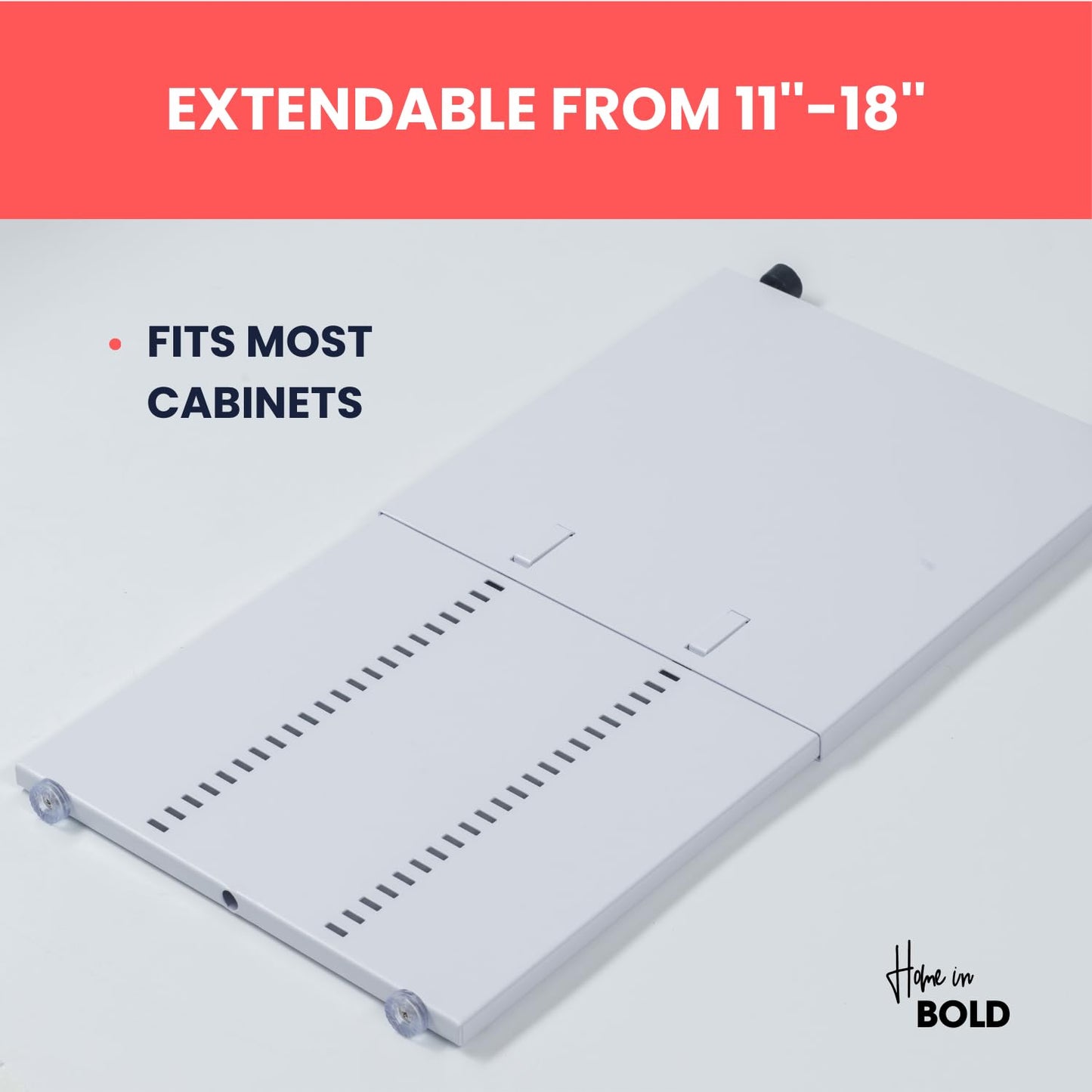 Heavy-Duty Adjustable Cabinet Shelf Organizer-(Eggshell White) (11''-18'')