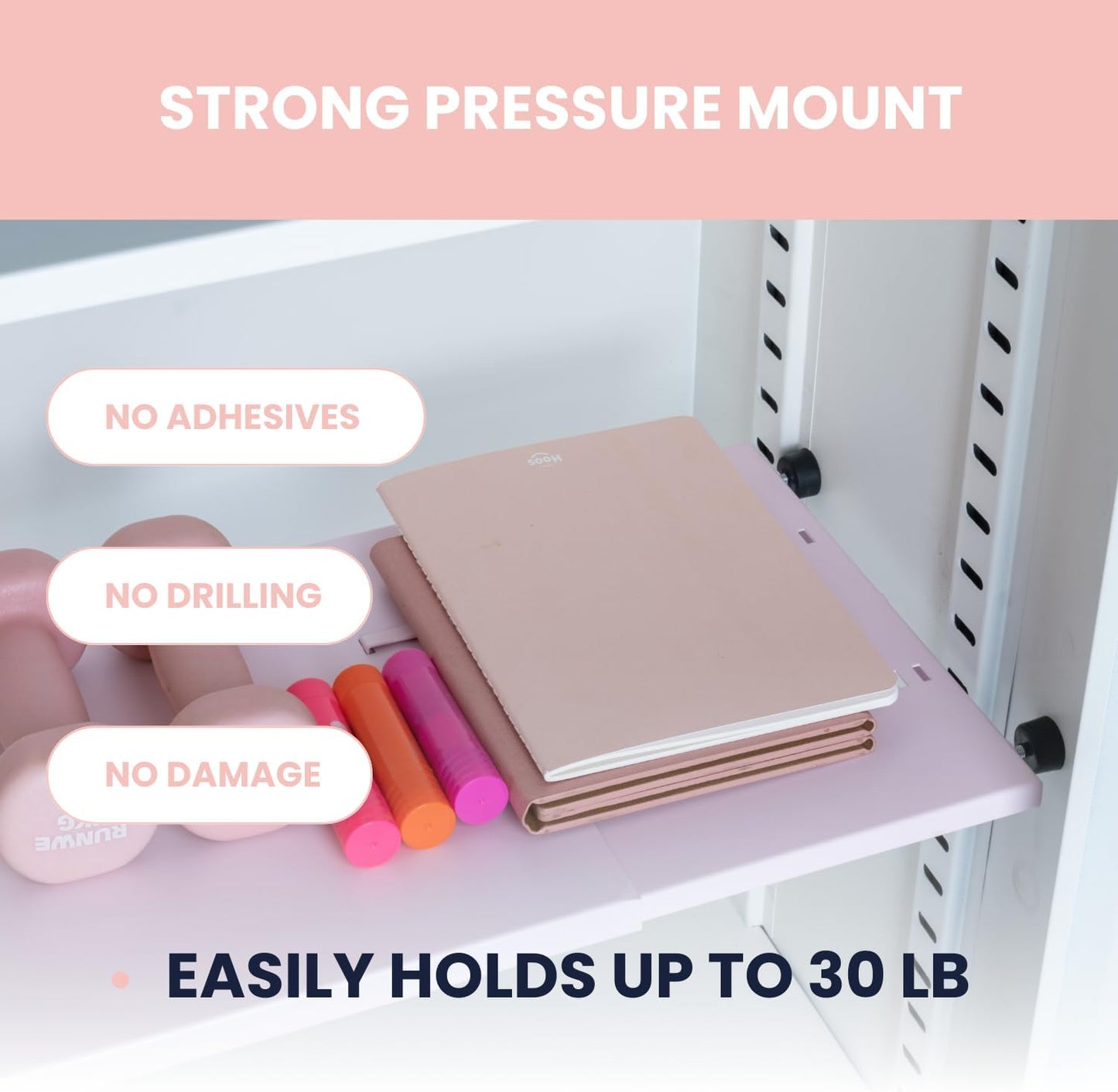Adjustable Locker Organizer | METAL Locker Shelf - (PATENT PENDING) PINK