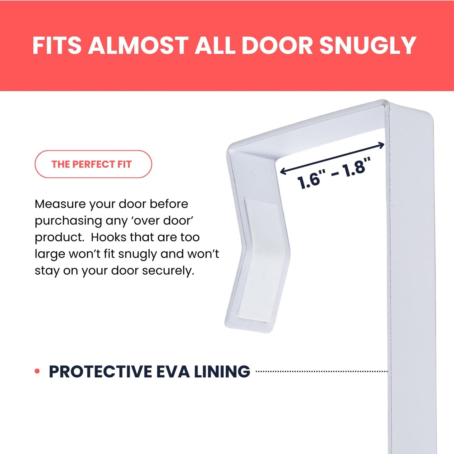 Over-The-Door Hooks 14.5-inch (Heavy Duty) Metal for Thick Doors 1.6''-1.8'' (WHITE)