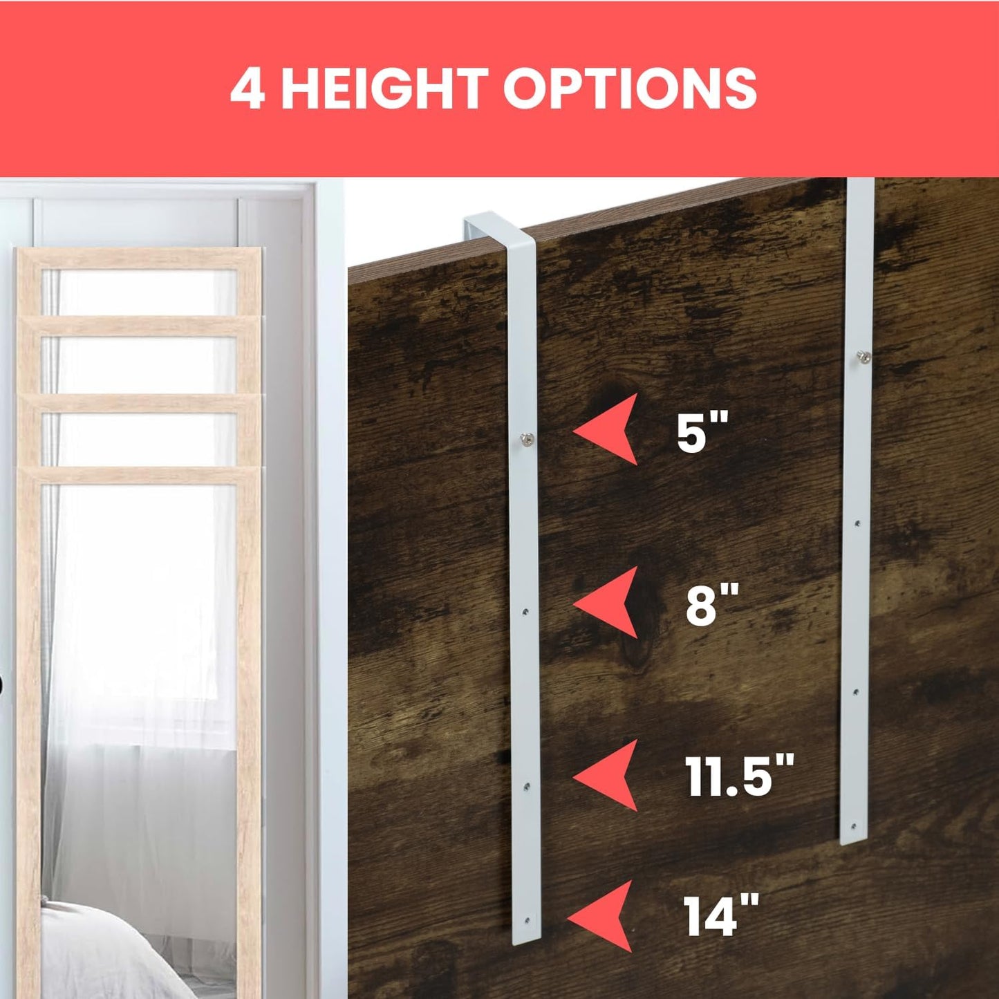 Over-The-Door Hooks 14.5-inch (Heavy Duty) Metal for Thick Doors 1.6''-1.8'' (WHITE)