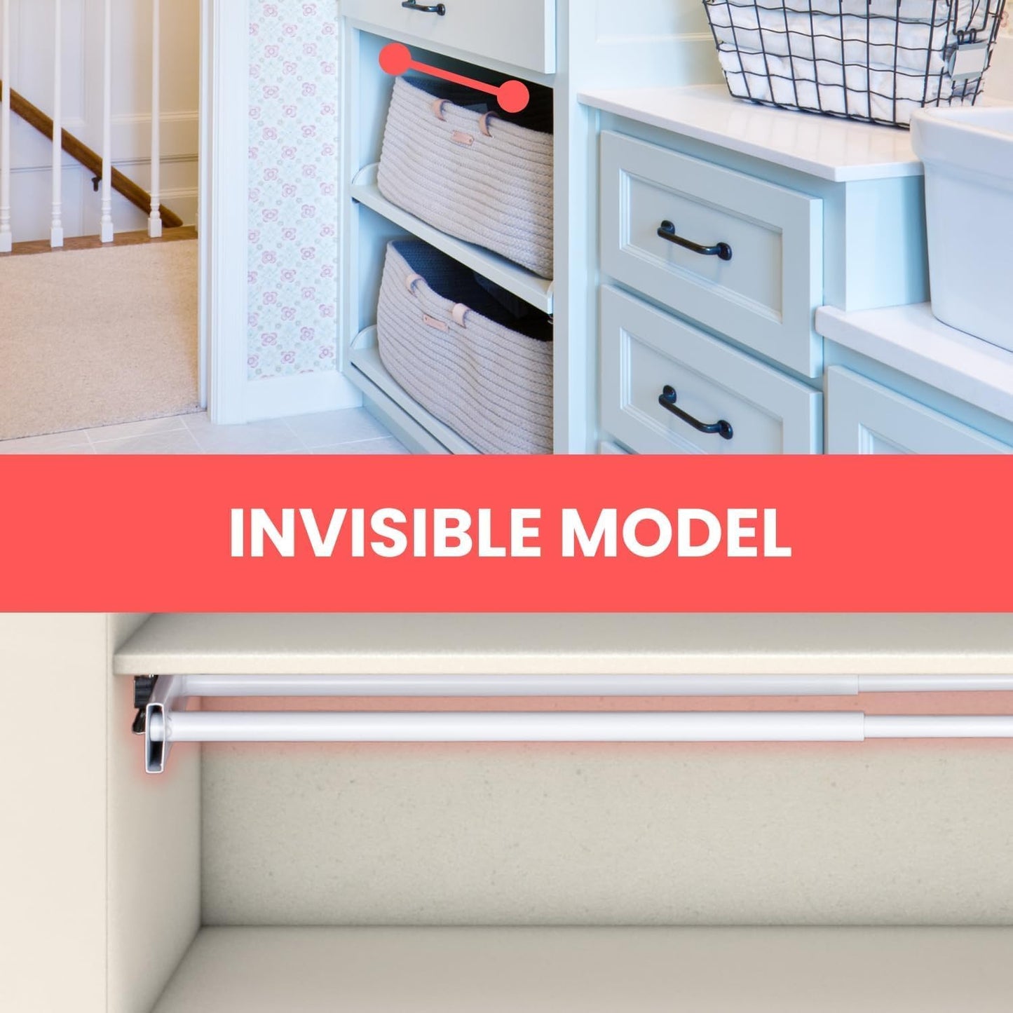 Space Saving Under Cabinet Drying Rack-Hidden Drying Rack for Laundry, 21"-32" Expandable