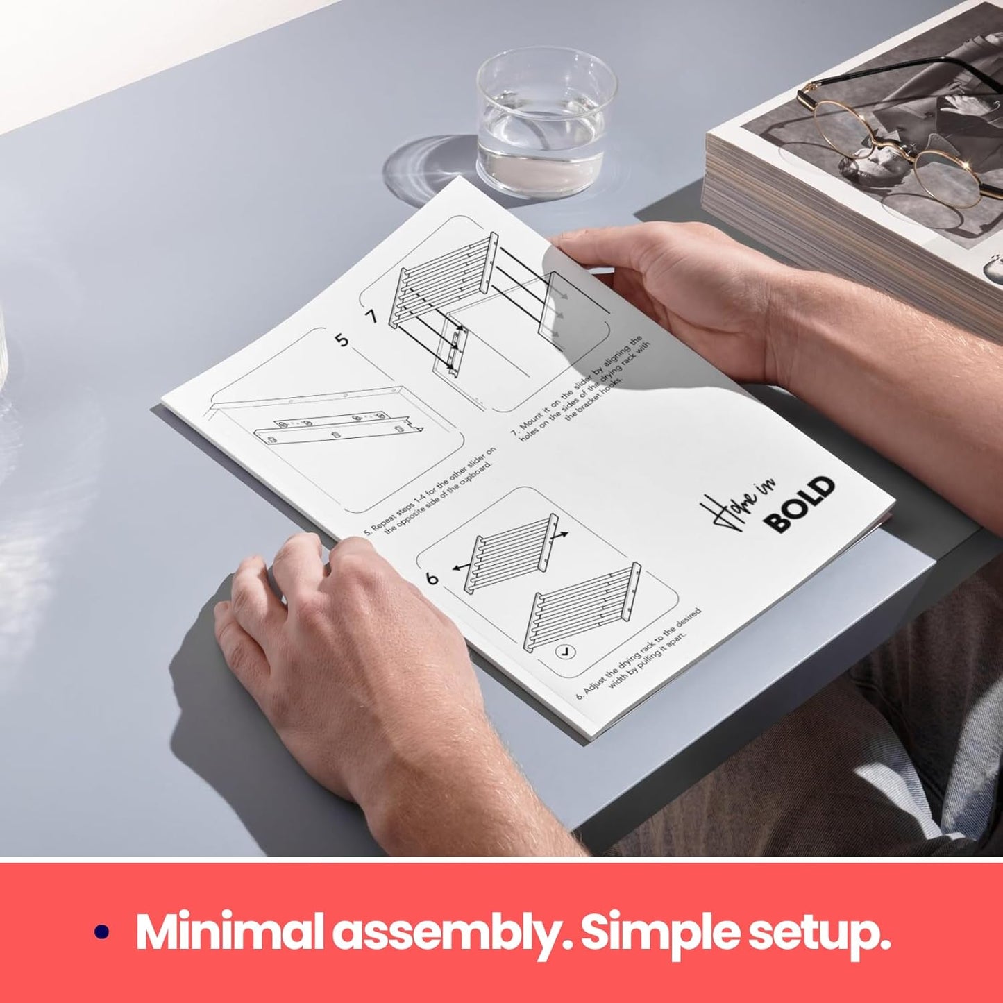 Space Saving Under Cabinet Drying Rack-Hidden Drying Rack for Laundry, 21"-32" Expandable