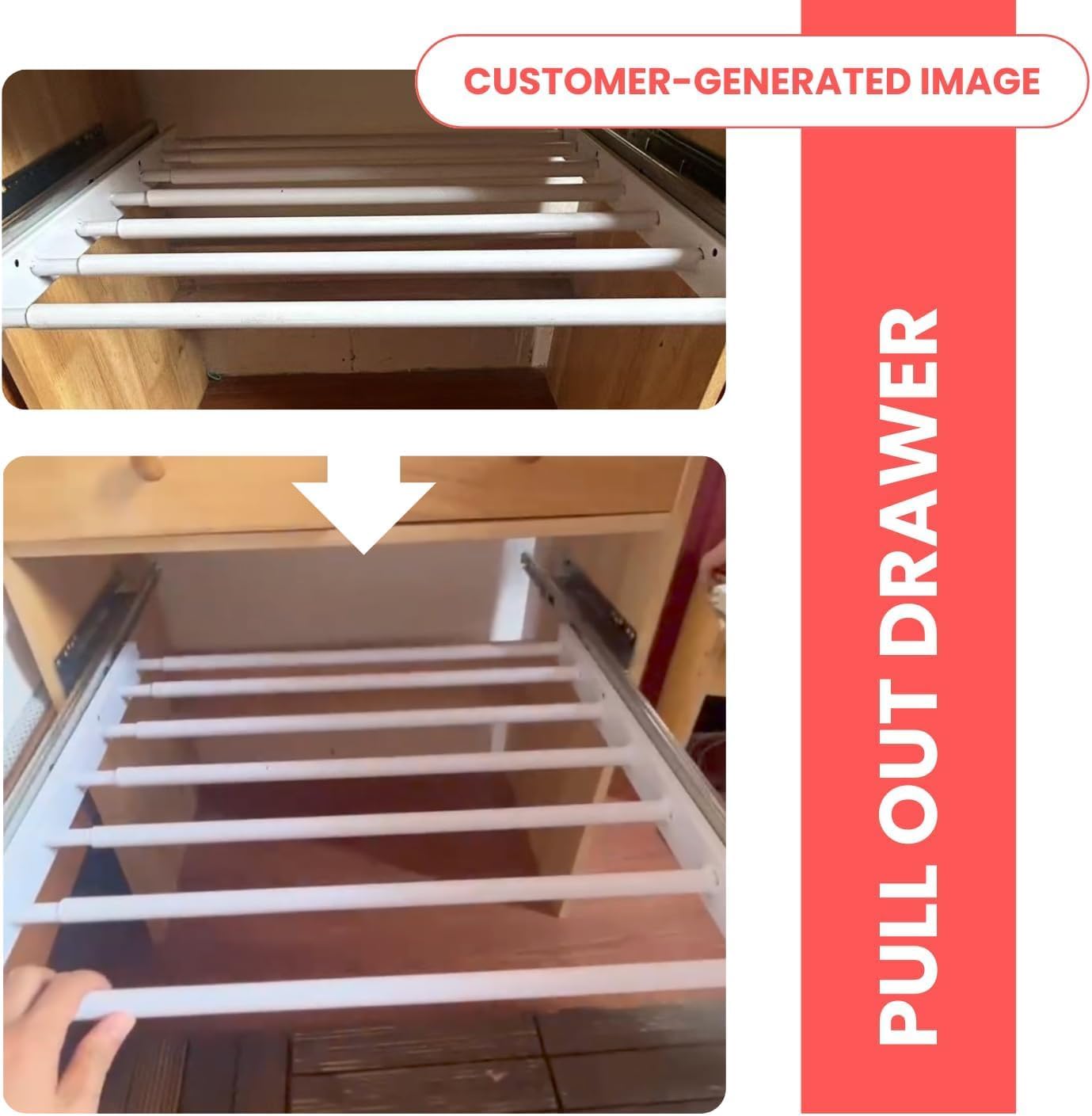 Space Saving Under Cabinet Drying Rack-Hidden Drying Rack for Laundry, 21"-32" Expandable