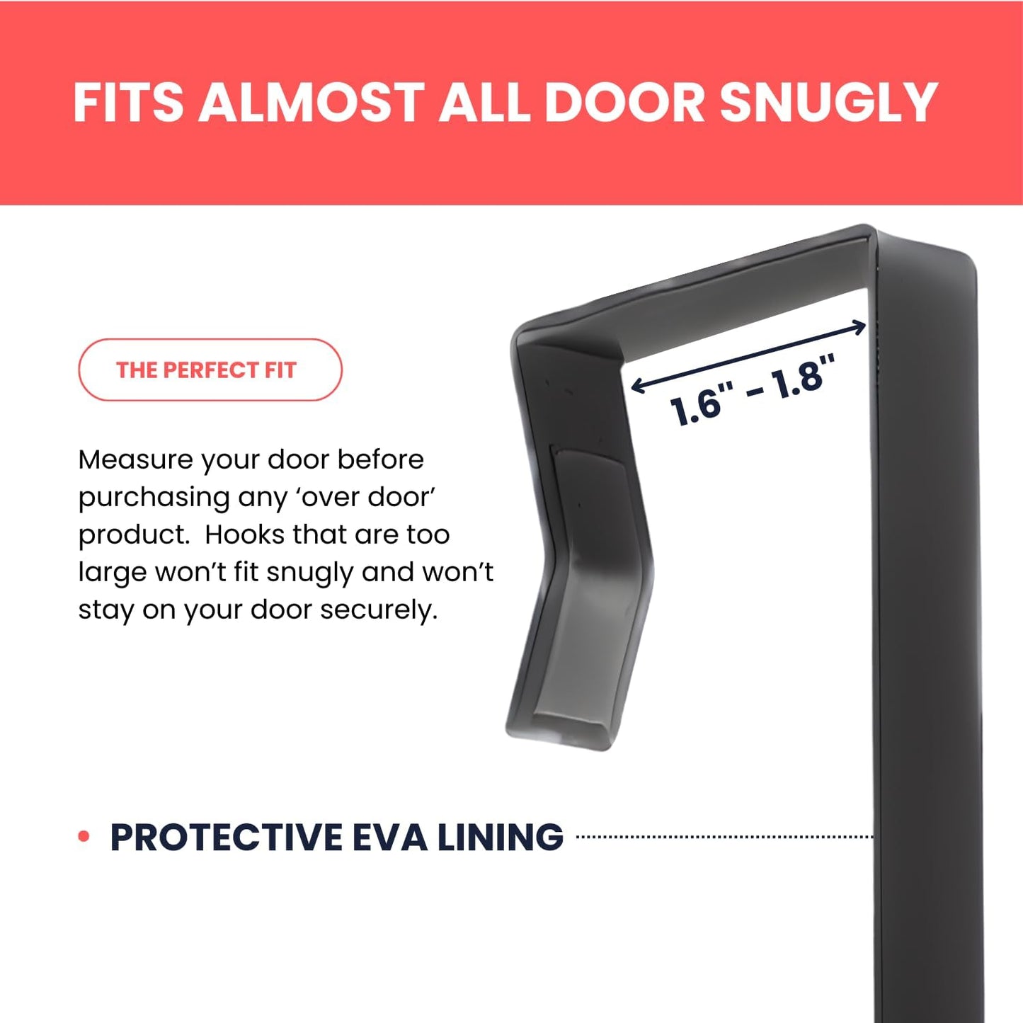 Over-The-Door Hooks 14.5-inch (Heavy Duty) Metal for Thick Doors-1.6''-1.8'' (Black)