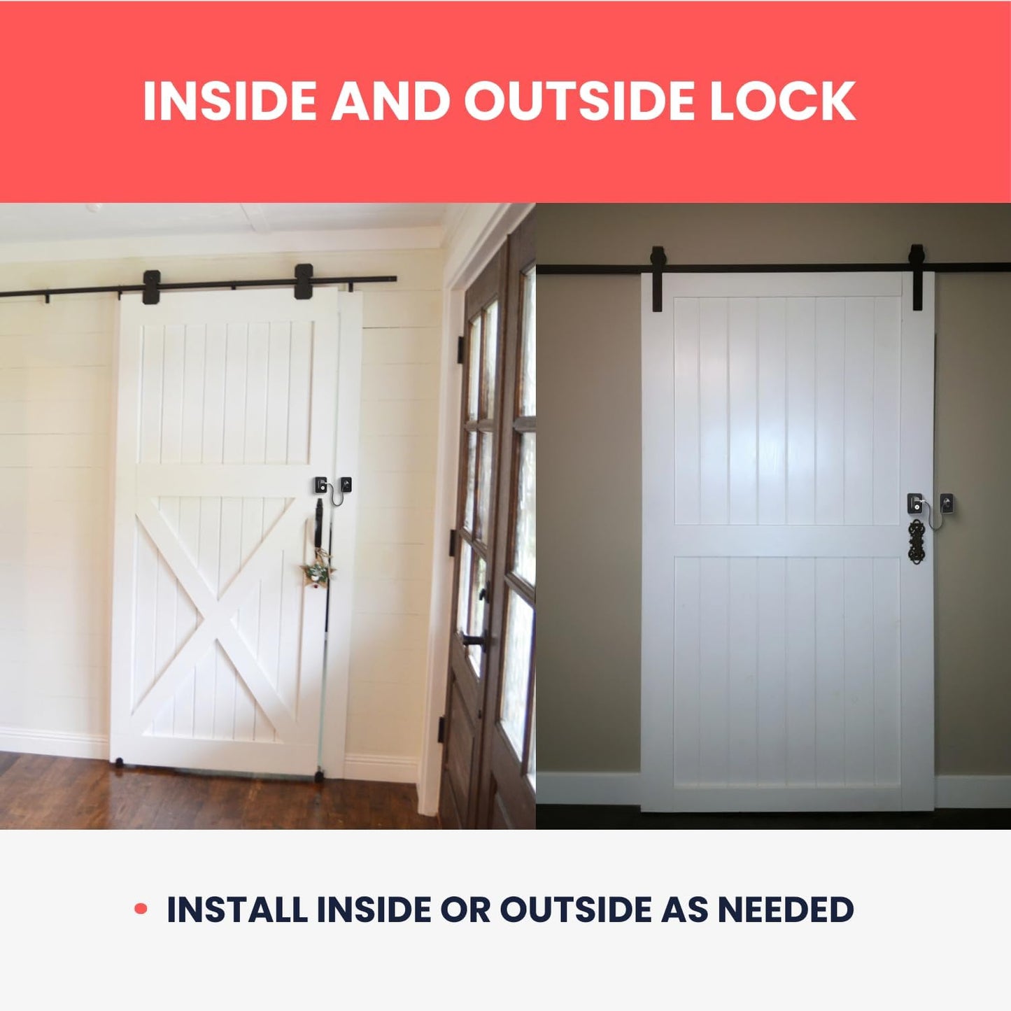 Sliding Barn Door Lock with Key Exterior - Contemporary Entrance Barn Door Key Lock