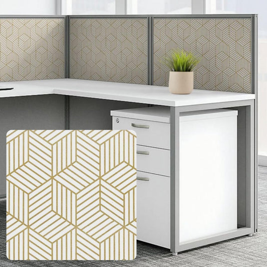 Gold & White Geometric Peel & Stick Wallpaper for Fabric Panels - Office Cubicle Wall Decor