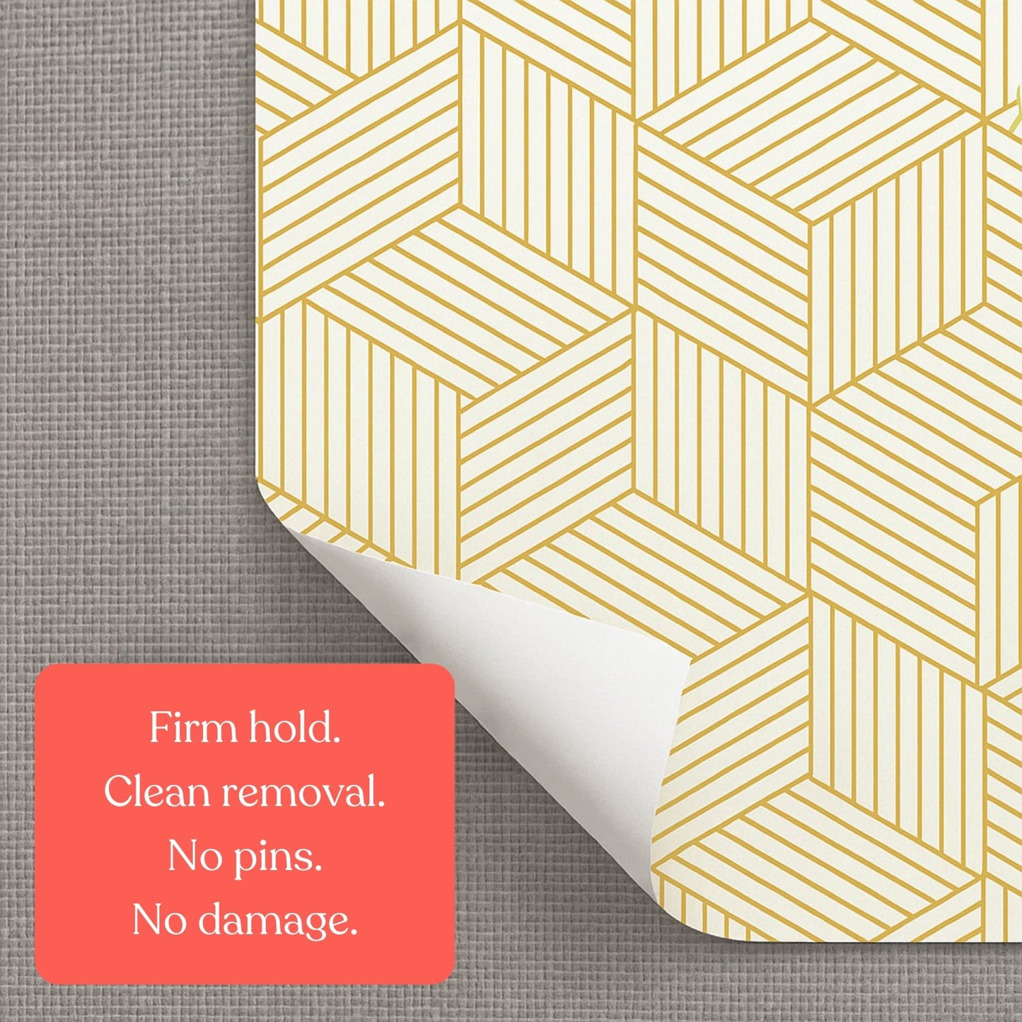 Gold & White Geometric Peel & Stick Wallpaper for Fabric Panels - Office Cubicle Wall Decor