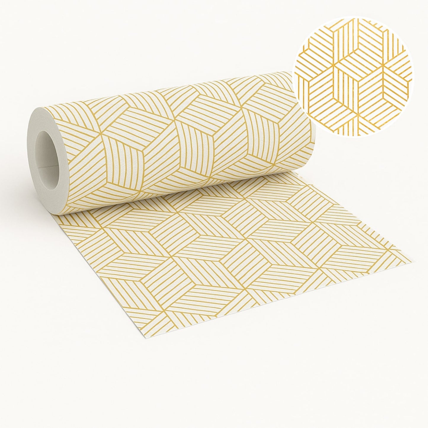 Gold & White Geometric Peel & Stick Wallpaper for Fabric Panels - Office Cubicle Wall Decor