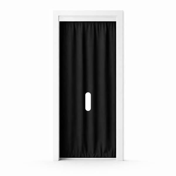 Freestanding privacy panel set up in a doorway