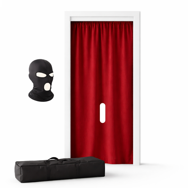 Freestanding privacy panel set up in a doorway