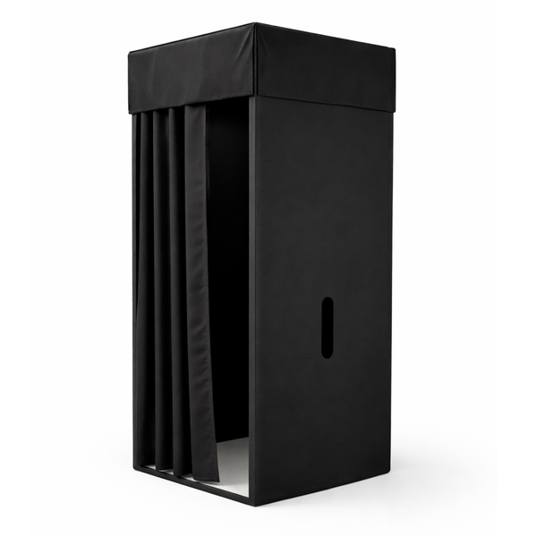 Freestanding privacy panel set up in a doorway