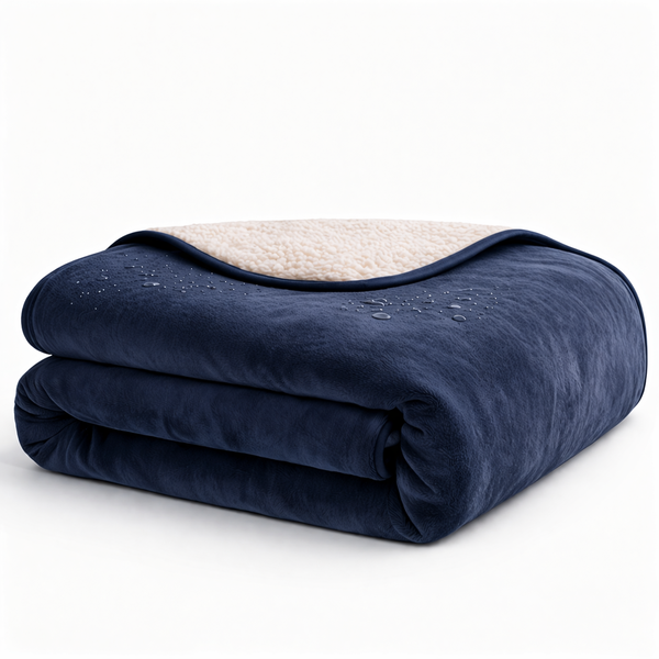Waterproof play blanket on a bed