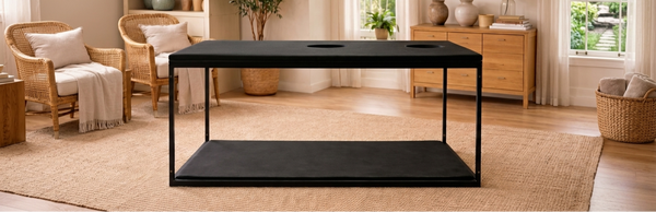 Milking table set up in a living room