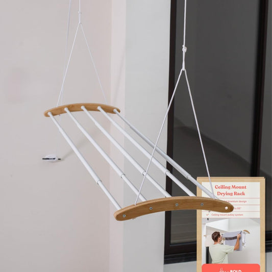 Ceiling Mounted Drying Racks for Laundry-Space-Saving Ceiling Clothes Drying Rack-Pulley Drying Rack