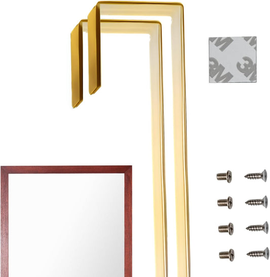 Gold Giant XL 20" Set of 2 Mirror Brackets Patent Pending Over-The-Door Mirror Hooks Hanger